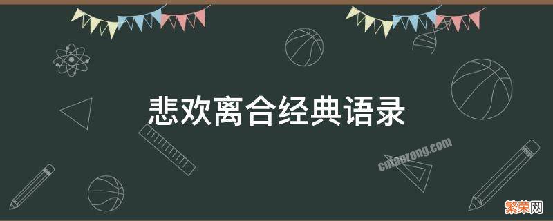 悲欢离合经典语录 悲欢离合的语录