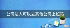 公司法人可以去其他公司上班吗 身为公司法人可以去其它公司上班吗