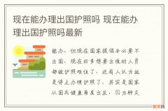 现在能办理出国护照吗 现在能办理出国护照吗最新