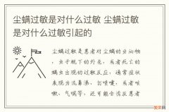 尘螨过敏是对什么过敏 尘螨过敏是对什么过敏引起的