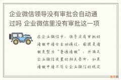 企业微信领导没有审批会自动通过吗 企业微信里没有审批这一项